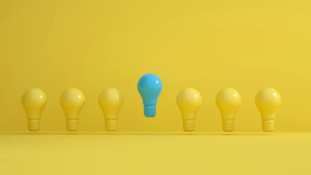 Seven light bulbs in a row.